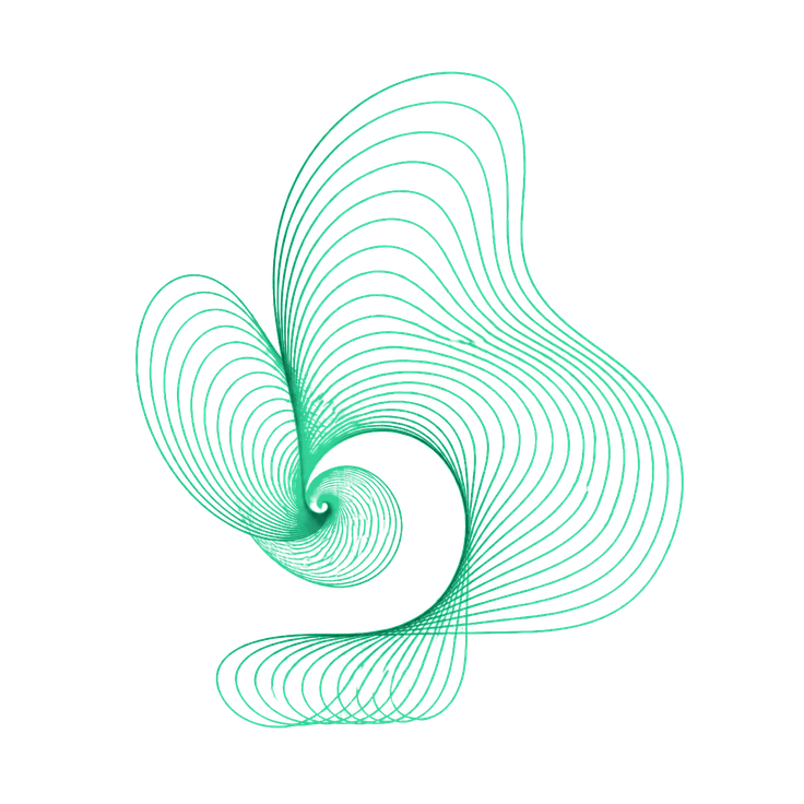 Espiral de líneas esmeralda en degradado